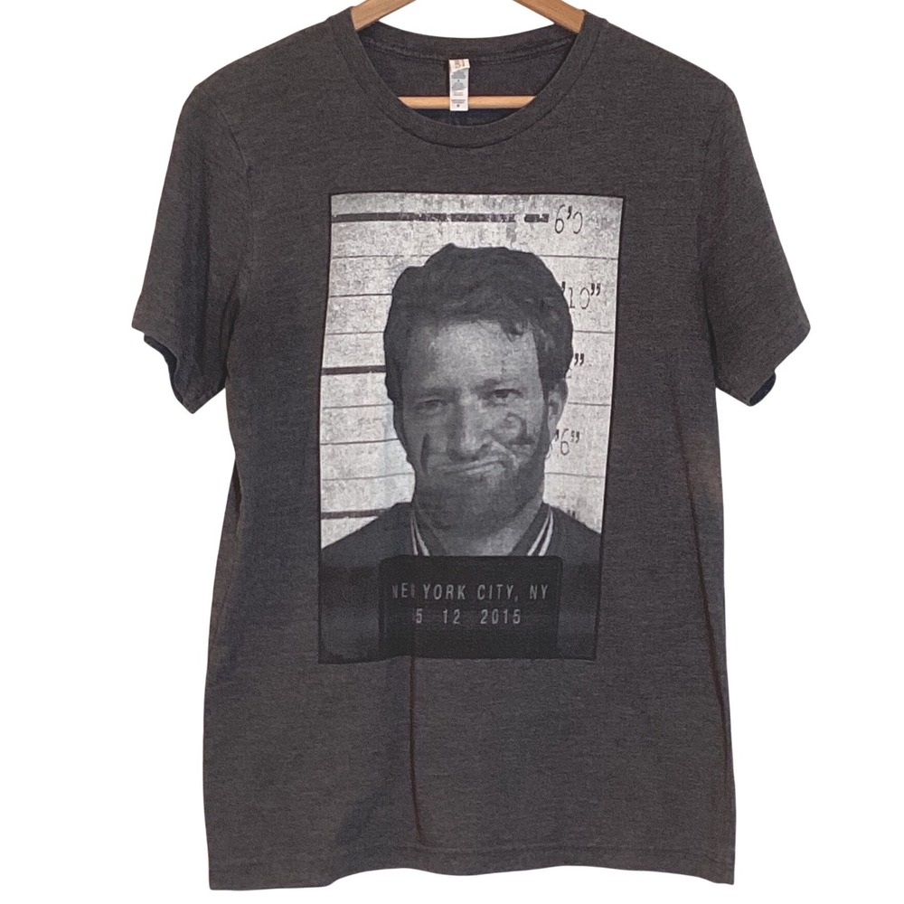 Barstool Sports Dave Portnoy Mugshot T-Shirt Gray Short Sleeve Tee - Medium